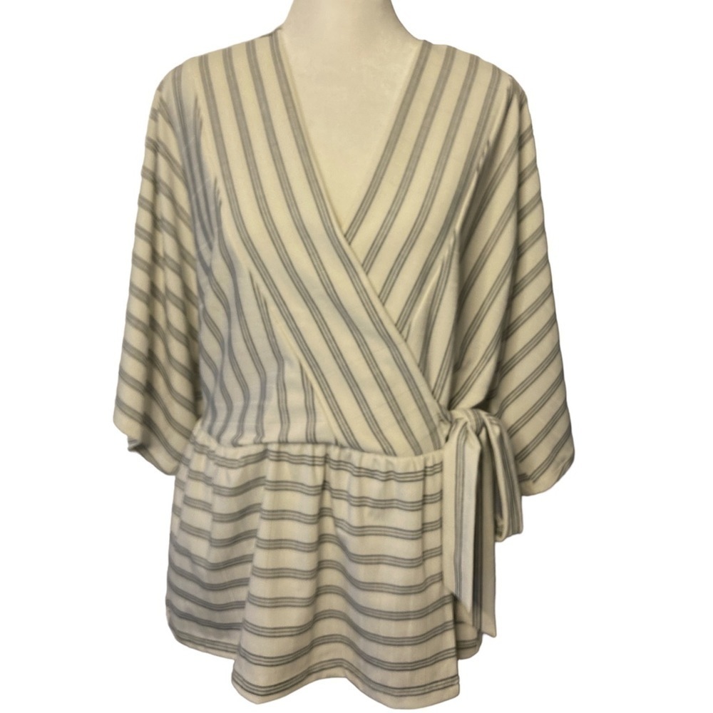 Ann Taylor Factory medium faux wrap blouse white